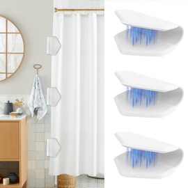 Magnetic Shower Curtain Clips, Shower Curtain Magnets with Suction Cups, Shower Curtain Clips to Wall, Prevents Water Overflow, Durable and Easy to Install(White 3 of Pack)