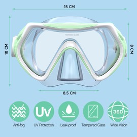 Findway Kids Swim Goggles Toddler Kids Youth(5-16), Anti-Fog 180°Clear View Snorkel Diving Mask, Swim Goggles with Nose Cover Waterproof Anti-UV Water Pool Goggles for Boys Girls Youth
