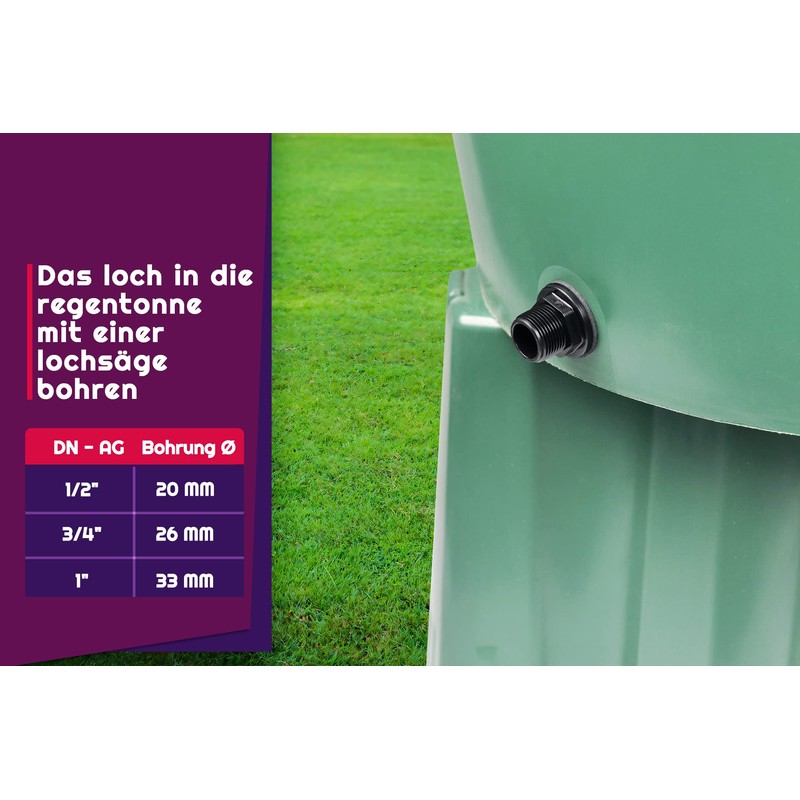 Gasmis Tank Feed-through, Water Butt Feed Through