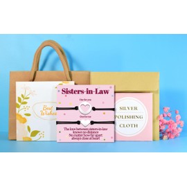 Sister in Law Bracelets Sister-in-Law Gifts from Bonus Sisters Matching Bracelet Gift for Unbiological Sis Bracelets Birthday Prensents Mothers Day Gifts Women Love Heart Jewelry Valentines Day Gift Ideas Adjustable Set for 2 PCS