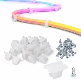 YAFIYGI 50PCS Rope Light Clips Secure Mounting Holders Transparent PP Cable Brackets 50 Screws Suitable for Rope Light Mounting Clips for LED Strip Lights Holder Clip Brackets