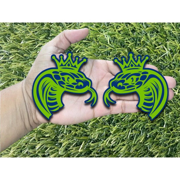 Badge Addictz King Corba Lime Green on Blue Car Emblem