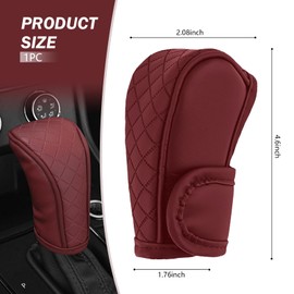 MOXRUQ Car Gear Shift Cover, Leather Shift Knob Cover, Anti-Slip Breathable Shift Knob Protector Cover, Automotive Gear Shift Decoration Accessories, Universal for Most Cars SUVs Trucks (Red)
