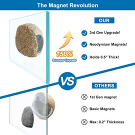 BaoZqua 3rd-Gen Magnetic Aquarium Cave, Realistic Magnetic Rocks Fish Tank Decor with Strong Magnet, Resin Pleco Hideout for Betta, Cichlid and Shrimp, Easy Viewing Shelter for Small Fish and Reptiles