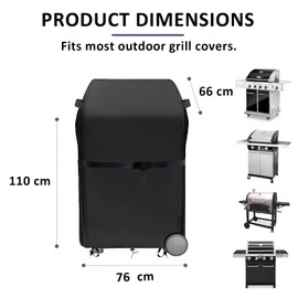 Aipwerer Weatherproof Grill Cover, 600D Oxford Grill Cover for Weber, Brinkmann, Enders, Char Broil, Grill Cover, Tear-Resistant, Waterproof, Winterproof, UV Protection (76 x 66 x 110 cm)