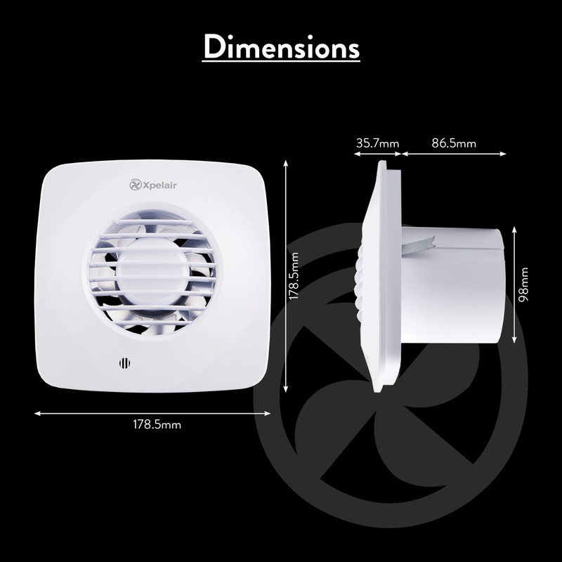 Xpelair DX100BHPTS 4 inch (100mm) Simply Silent DX100B Bathroom Fan-Humidistat