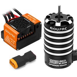 GOUPRC BL3655 3800KV Brushless Motor Shaft 3.175mm Diameter with Upgrade Gen-2 60A Brushless ESC Electric Speed Controller Combo Set for 1/10 1/12 RC Car Truck