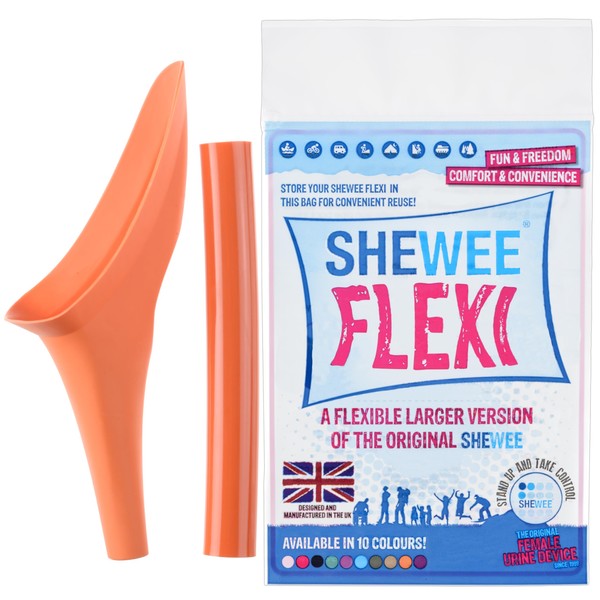 SHEWEE Flexi Female Urinal - Made in the UK – Flexible, Reusable, Portable & Recyclable Urination Device. Festival, Camping, Car, Hiking Essentials for Women. Stand to Pee Device W/Extension Pipe