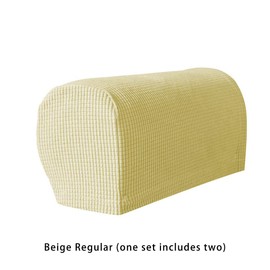 SUIOPPYUW 2 Pieces Office Hotel Removable Sofa Arm Rest Cover Simple Design Chair Armrest Polyester Protector Guard Furniture, Beige