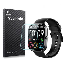 Yoomigle 6 Pack Compatible with Uaue T60 1.91'' Smart Watch Screen Protector Film Compatible for CASCHO T60 1.91 Inch Smartwatch Screen Protectors Foils Screen Cover Crystal Clear HD Anti-Scratch