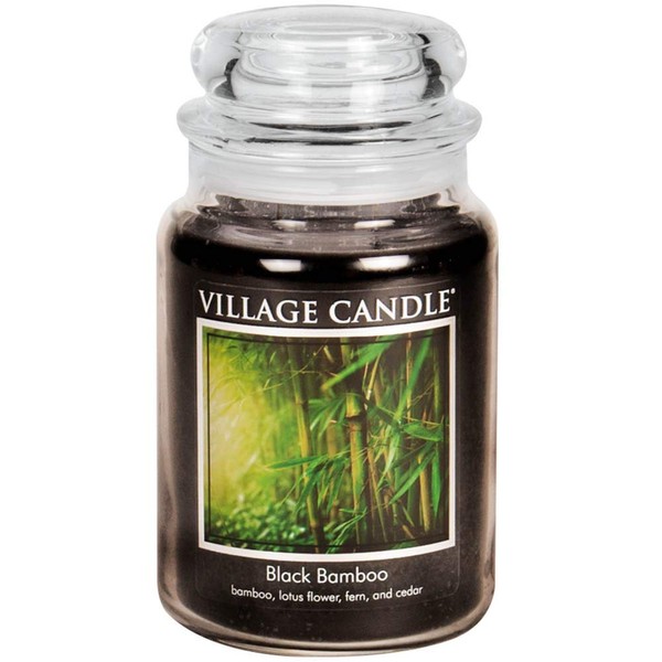 Village Candle Black Bamboo Large Glass Apothecary Jar Scented Candle, 21.25 oz, 21 Ounce