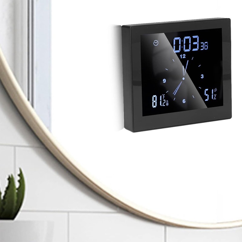 Ieron Shower Clock Waterproof IP65 Waterproof Bathroom Digital Clock with