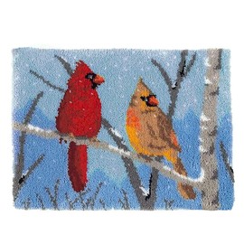 hifrom Latch Rug for DIY Knotting Set, 50 x 38 cm, DIY Latch Hook Rug Set, Latch Hook Kit, Cross Stitch Set for DIY Crafts, Gifts, Doormat, Main Decoration (Birds)