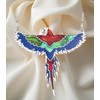 Colourful Macaw Parrot Necklace in Sterling Silver – Paua Shell