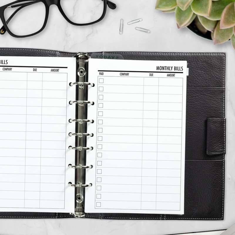 Half Size Bill Tracker Planner Insert Refill, 5.5 x 8.5