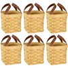 6PCS Wooden Woven Baskets with Handles, Empty Wood Wicker Storage