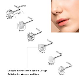 ONESING 47 Pcs 20G Nose Rings for Women Tragus and Nose Piercings Jewelry Nose Rings Hoop L Shaped Screw Stainless Steel for Women nose rings studs