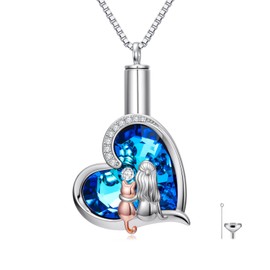 TOUPOP Cat Heart Urn Necklace for Ashes for Women Keepsake Cremeation Jewelry Cat Urn Necklaces with Crystal Birthday Christmas Gifts Valentines Day Gifts for Her