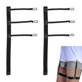 MSMXCS Men's Shirt Stays 2 Pack,Elastic Adjustable Shirt Garters with Heavy-Duty Locking Non-Slip Clips,Shirt Tucker Shirt Suspenders for Professional Military Police and Office Wear(Black)