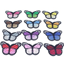 Guokuai Butterfly Iron on Patches - Sew on Embroidery Applique for Arts Crafts, DIY Decor, Jeans, Jackets, Clothing, Bags (Rose/Sun Flower/Decorative Patch) (Large 12pcs)