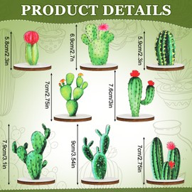 Thyle 16 Pcs Wooden Cactus Party Decorations Cactus Wood Sign Cactus Centerpieces for Tables Cactus Table Decor Cactus Table Topper for Cactus Theme Baby Shower Birthday Classroom Decorations Supplies