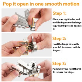 TamBee 175 Degree Frameless Cabinet Doors Hinges, Concealed Hydraulic Adjustable Mounting, Soft Closing Nickel-Plated Steel Buffer Dampers, 1 Pair/2Pcs (Full Overlay)
