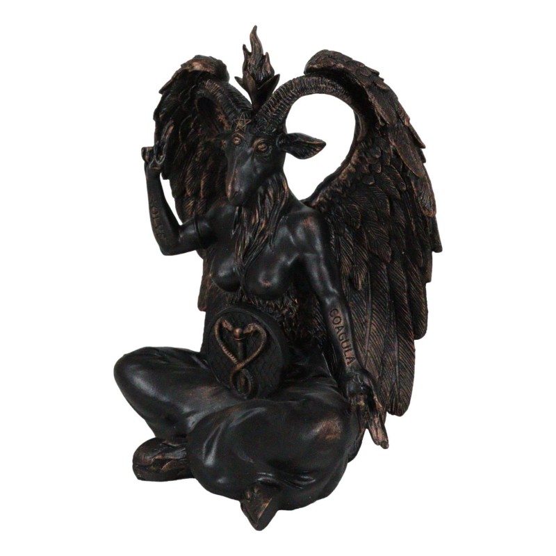 Pagan Occult Sabbatic Goat Idol Baphomet Sitting Meditation Figurine 8"H