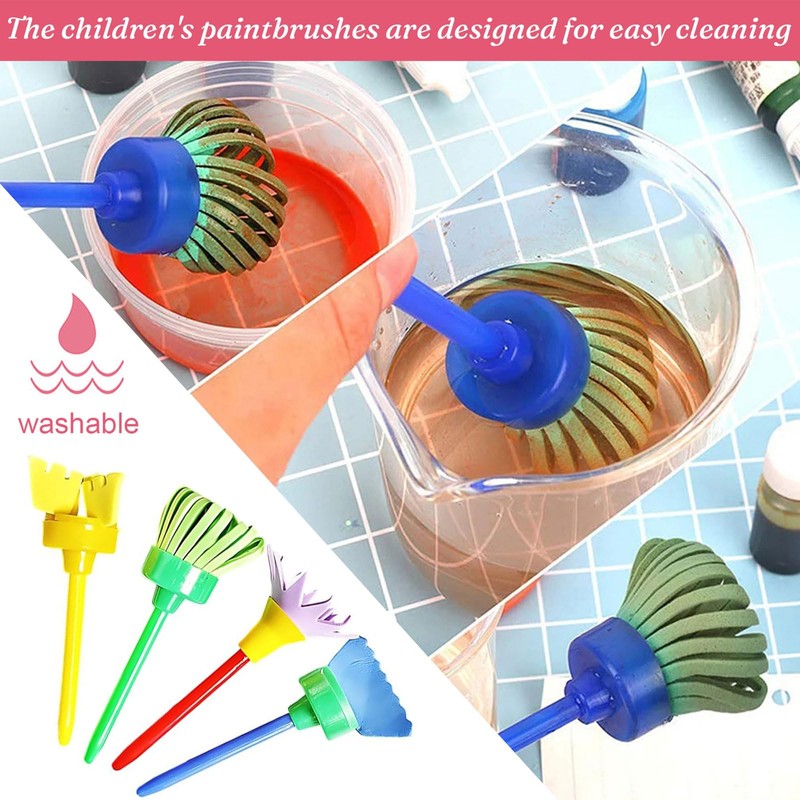 31Pcs Colorful Paint Brushes, Paint Brush Set Beginners, Creative Sponge