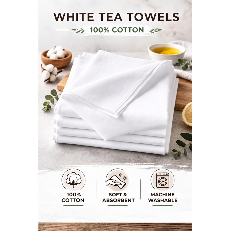 3Cube 100% Cotton Tea Towels (Pack of 5) – 220