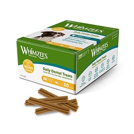 WHIMZEES WHIMZEES By Wellness Stix, Dog Dental Sticks, 30 Pieces (1 Month Supply), Size M, Dog Chews for Medium Breeds, Natural, Grain-Free, Rawhide-Free, Vegetarian