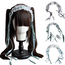 EAJORN Ruffled Lace Trim Headband Gorgeous French Headwear Headwrap Maid Cosplay Headwear Accessories