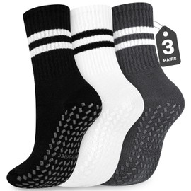 Hromec Pilates Socks with Grips for Yoga, Barefoot, Ballet, Barre, Hospital Non Slip Anti Skid Socks for Women and Men