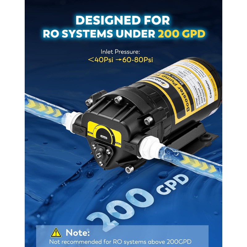 Moonshan 200GPD Booster Pump for RO System Complete Kit Suitable