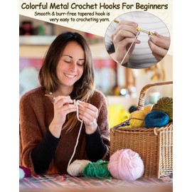 Coopay Crochet Hooks 19PCS Multicolor Aluminum Crochet Set, Smooth Crochet Hook Kit with Stitch Markers, Beginners Crochet Needles for Crocheting Yarn, 2.0mm-6.0mm Crochet Hook for Arthritic Hands