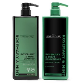 The Spathecary Shampoo and Conditioner DUO: Rosemary & Mint with Castor Oil + Biotin 33.8 oz