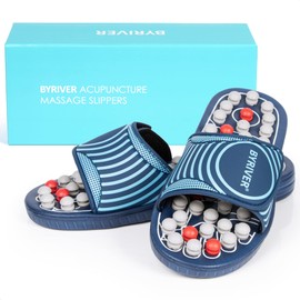 BYRIVER Reflexology Slippers Foot Massager, Acupressure Foot Roller for Plantar Fasciitis, Improve Feet Blood Circulation, Healthcare Relaxation Gifts for Mum dad(05S)