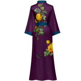 Women's Long Silk Robes Long Satin Robes Long Kimono Robes Floral Silky Bathrobes Dressing Gown, One Size