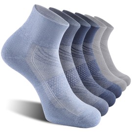 CelerSport 6 Pack Men's Ankle Socks with Cushion, Sport Athletic Running Socks, Denim Mixed, X-Large