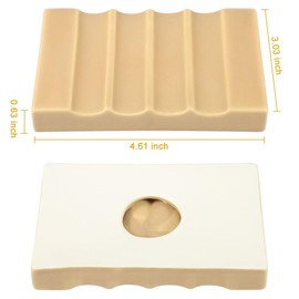 Bochino Soap Dish for Bathroom Sink and Shower Ceramic Soap Tray, Small Bar Soap Holder with Drainage Non-Slip Luxury Bathroom Decor Accessories (Khaki)
