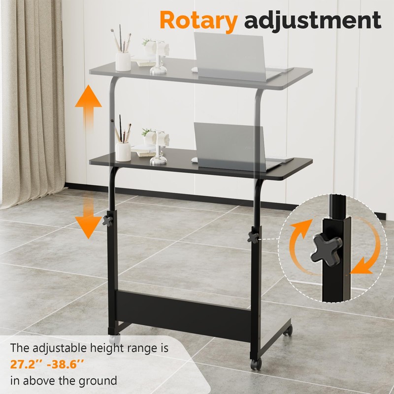 FCH Portable Computer Workstation, Standing Desk Adjustable Height, Small Computer