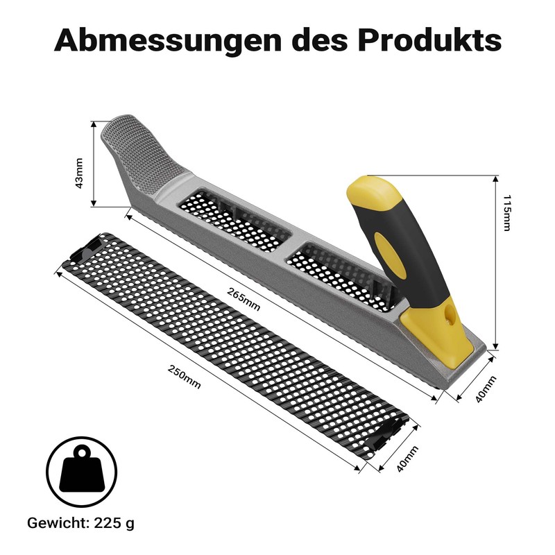 Wiltec Plasterboard Plane 250 mm with Rasp File, Edge Planer