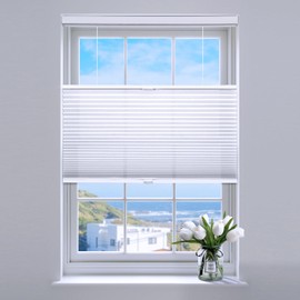 SUNFREE Top Down Bottom Up Cellular Blinds,Cellular Shades Blackout, Honeycomb Window Shade for Windows, 33" W x 64" H, White(Light Filtering)