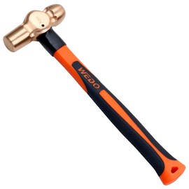 WEDO Non-Sparking Ball Peen Hammer 2-1/2 lb Head, Spark-free Safety Ball Pein Hammer, Non-Magnetic, DIN Standard, BAM & FM Certificate, Beryllium Copper, 16" Length