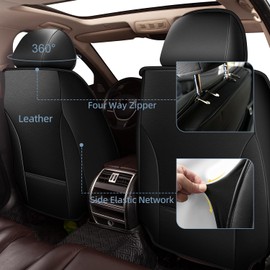RAWAKORW Car Seat Covers Fit for Nissan Pathfinder 2011-2025 2026 Front Set Luxury Leather Seat Cushion Waterproof Automotive Seat Protectors(2 Seat,Black)