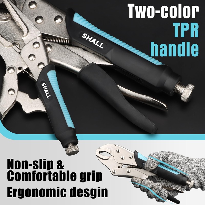 SHALL 6-Piece Locking Pliers, Vice Grips Pliers Set, 5",7" &