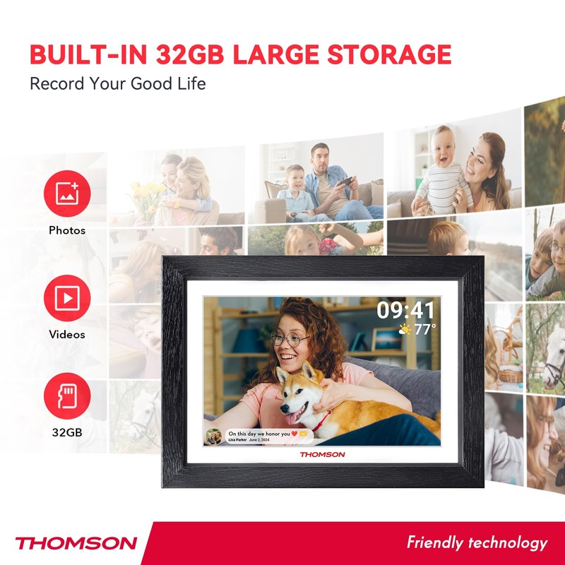 THOMSON Digital Picture Frame, Digital Photo Frame WiFi with 32