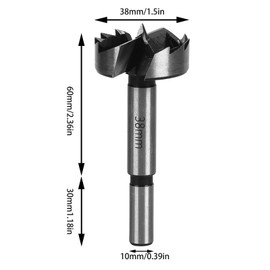 Forstner Drill Bit 38 mm for Hard and Softwood, Forstner Bits, Length 90 mm, 10 mm Shank Diameter, Drill Bits with Round Shank, Forstner Drill, Accessories Drill