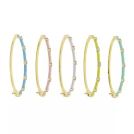 ZARD Pink Enamel and Cubic Zirconia Bangle Bracelet