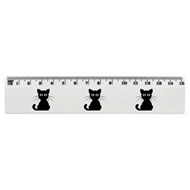 'Black Cat' 15cm (6 Inch) White Plastic Ruler (RL00025153)