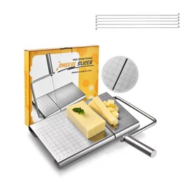 FJLYZL Cheese Slicer,Cheese Cutter, Household Stainless Steel Cheese Ham Butter Cutter,Cheese Slicer with Scale,Equipped with 5 Replaceable Cheese Slicer Wires